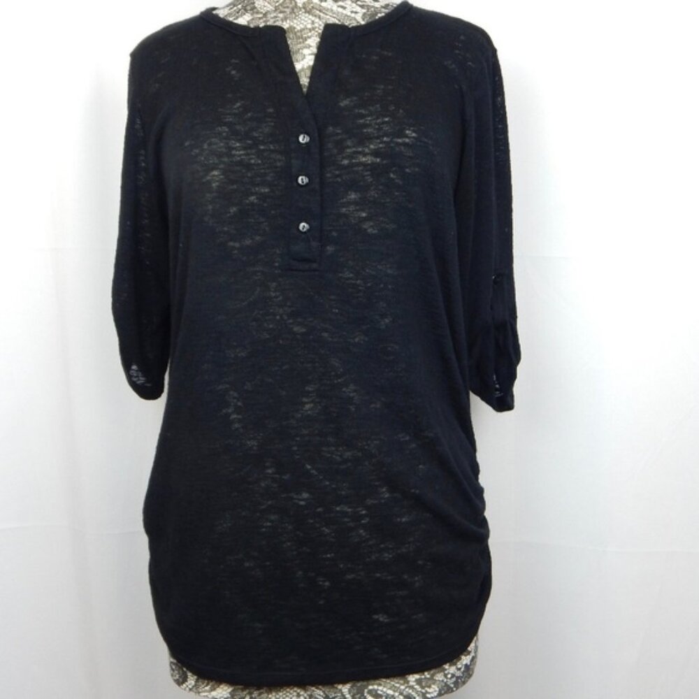 Olivia Moon 3/4 sleeve black knit top size XL